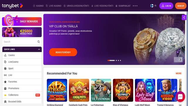 Tonybet casino screenshot